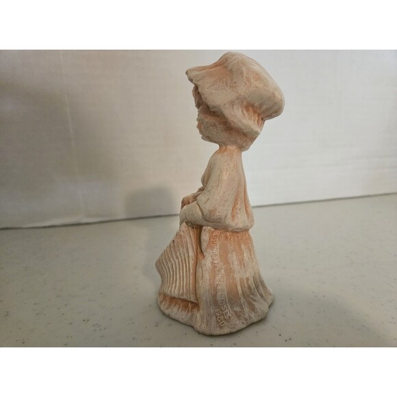 Vintage 70's Ceramic Girl Set Of 2 Dress Clothes Large Hats Umbrella Statues MCM - Picture 15 of 16